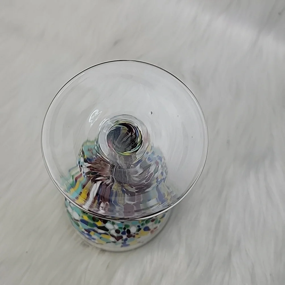 CONFETTI FESTIVAL Design Hand-Blown‎ Wine Party Celebration Glasses Set of 4